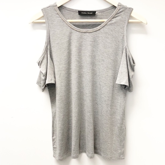Ivanka Trump Gray Short Sleeve Cold Shoulder Top - Picture 1 of 4